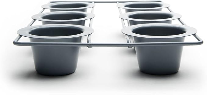 Fox Run Non-Stick Popover Pan, 6 Cup Yorkshire Pudding Pan, Grey | Bake Popovers & Yorkshire Pudding | Easy Release Nonstick | Consistent Results | 6 Cup Pop Over Baking Pan | Baking Gadget