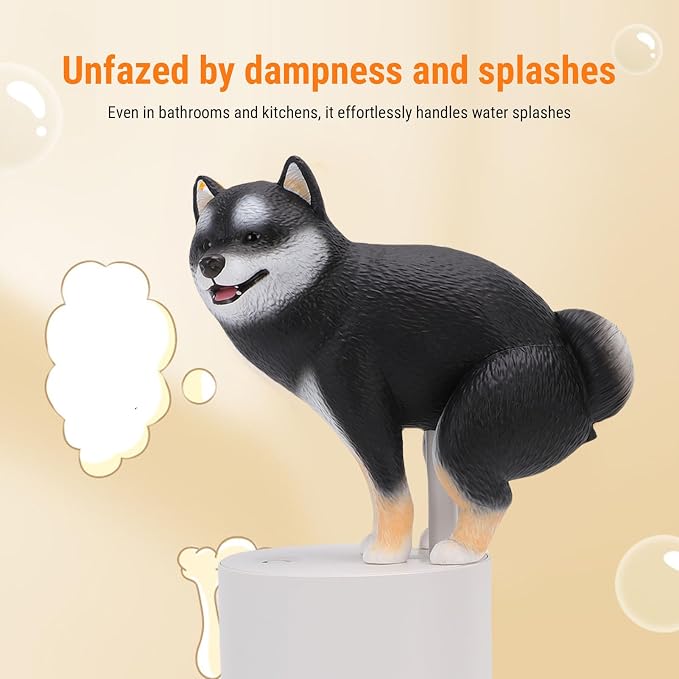 Playful Dog Foam Soap Dispenser, Automatic Soap Dispenser Touchless, Funny Puppy Poop Induction Hand Washer, Automatic Soap Dispenser for Kitchen Bathroom (Black)