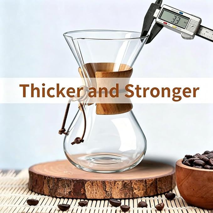 subjectthree Glass Coffee Maker - Pour Over Coffee Dripper 8 Cup with Stainless Steel Filter for Camping, Office,Cafe,Home (28 Ounce)