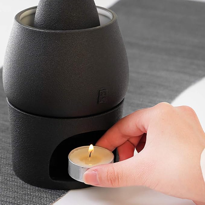 Ceramic Sake Set Cups with Warmer + Sake Saki Drink Storage Box, Porcelain Pottery Hot Cold Saki Drink, 9pcs include 1 Stove 1 Warming Bowl 1 Sake Bottle 6 Cup