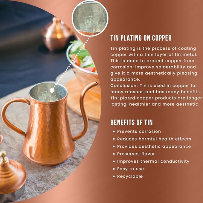 COPPER CONCEPT Copper Oil Dispenser for Kitchen, Handmade Olive Oil Dispenser Bottle, Real Copper, (10 Oz - 300 ml)