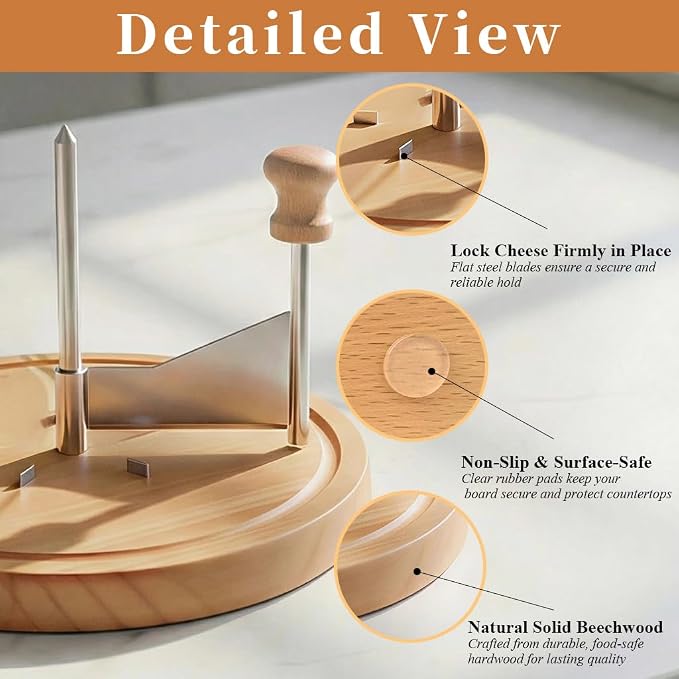 ZZXLLLO Girolle Cheese Curler Shaver Wheel – Stainless Steel Cheese Slicer Flower Maker Tool for Tête de Moine – Wood Base with Dome Lid, Sharp Blade, Hole Cutter, Gift Boxed