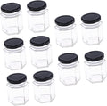 Abaodam Hexagonal Glass Food Storage Jars 380ml, Airtight Kitchen Grain and Snack Seal Containers with Lids, 10pcs Set for Pantry Organization and Meal Prep