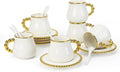 Coffee Cup Set of 6 with Saucers, 8 OZ Ceramic Espresso Cups, Cappuccino Coffee Cup Gift for Double Shot, Latte, Cafe Mocha, Dishwasher & Microwave Safe, Elegant Deco