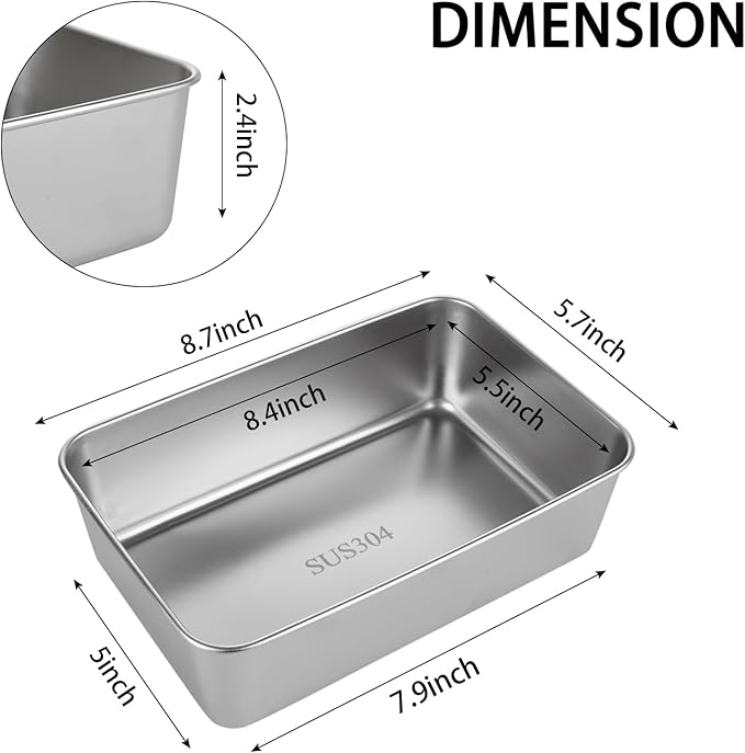 AKOLAFE 12 Pack Stainless Steel Loaf Pan 8.5 x 5.5 Inch Banana Bread Pan for Homemade Bread Loaf Pans for Baking Bread Tin Sourdough Bread Baking Pan Metal Sandwich Loaf Bread Pans for Meatloaf, Cake