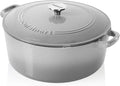 Cuisinart Chef's Classic Enameled Cast Iron Dutch Oven with Lid, Porcelain Enameled Interior, Oven Safe, Induction Compatible, 7-Quart, Round, Grey Gradient