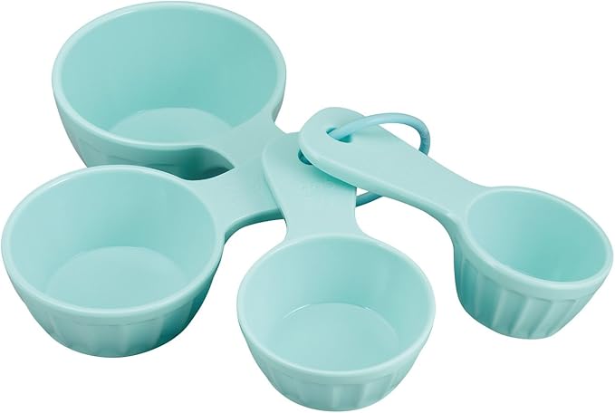 Gourmet Art Latte Measuring Cups and Spoons Set, Blue for Indoors Outdoors Use, Party, Wedding, Birthday and Everyday Use.