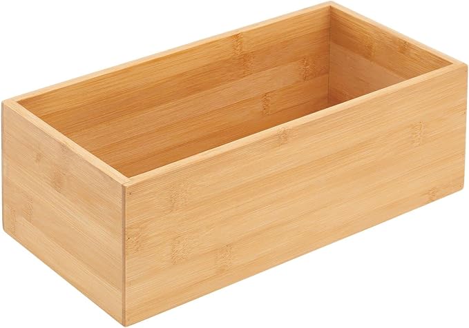 mDesign Kitchen Organiser — Rectangular Wooden Storage Box for Storing Tea, Coffee, Sugar and Other Foods in The Kitchen — Stackable Tea Bag Holder — Natural
