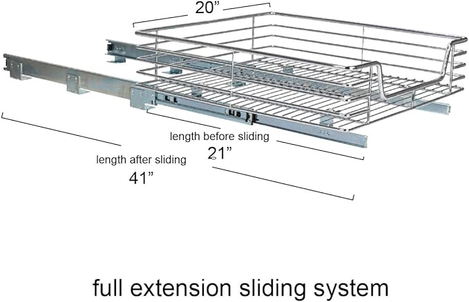 Home Decorators Collection Extra deep Sliding Organizer, 6" Hx20 Wx21 D, Chrome