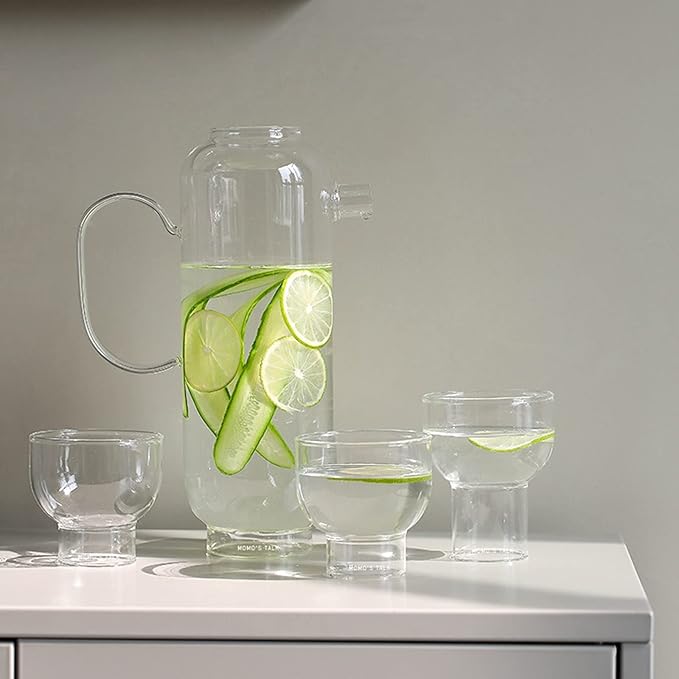 GRFIT Creative Glass Pitcher Large Capacity Cold Water Jug with Handle Large Capacity Teapot Large Capacity for Home, Restaurant, Coffee Shop Water Pitcher (Color : Clear)