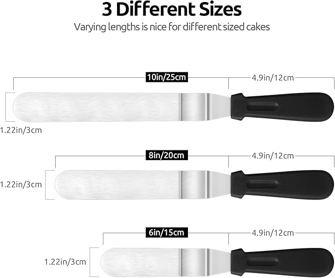 U-Taste 18/0 Stainless Steel Icing Spatula with PP Plastic Handle, and Upgraded Measuring Cups and Spoons Set of 10 with Reinforced Welded Handle (Black)