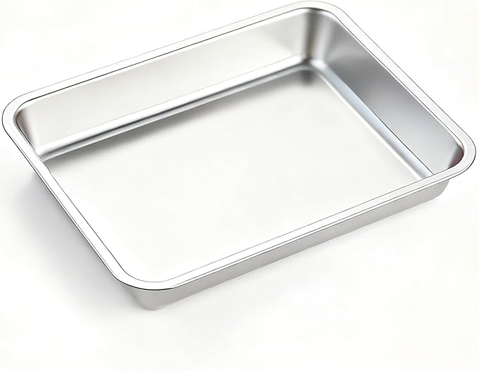 Baking Sheet, Stainless Steel Tray, Dishwasher Leak Pan, Metal Drip Pan for Kitchen Baking, Barbecue, Lab Instrument, Pet Treatment(26.8 * 20.8 * 4.5cm/10.6 * 8.2 * 1.8in)