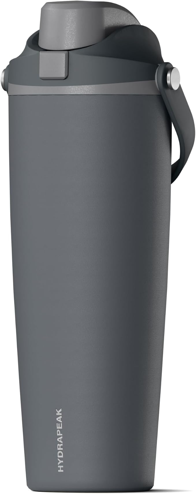 Hydrapeak Roamer 32oz Insulated Water Bottle with Straw Lid w/Lock & Handle, Leakproof Stainless Steel, Rubber Grip Base, Travel and Cupholder Friendly, Keeps Drinks Cold 24 Hours (Grey Matter)