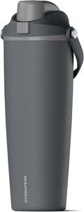 Hydrapeak Roamer 32oz Insulated Water Bottle with Straw Lid w/Lock & Handle, Leakproof Stainless Steel, Rubber Grip Base, Travel and Cupholder Friendly, Keeps Drinks Cold 24 Hours (Grey Matter)