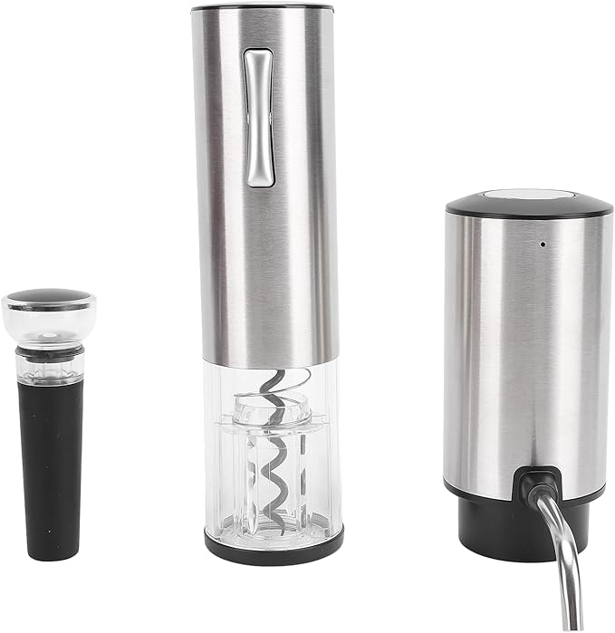 Stainless Steel Electric Wine Aerator, USB Rechargeable Corkscrew, Automatic Wine Pourer with Aerating Chamber, Ideal for Lovers Gifts