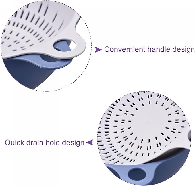 uxcell Kitchen Strainer Colander Bowl Set, Small Double Layer Drain Basin and Basket Suitable for Fruits, Vegetables, Pasta, Berry, Cleaning Washing - Blue
