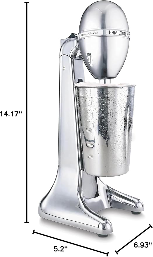 Hamilton Beach DrinkMaster Electric Drink Mixer, Retro Milkshake Maker & Milk Frother, 2 Speeds, Extra-Large 28 oz. Stainless Steel Cup, Classic Chrome (Pack of 2)