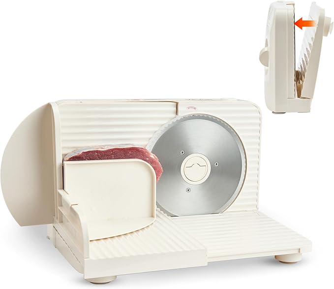 VEVOR Meat Slicer, 6.7" Foldable Electric Cutter with Dual Security Lock, 0-0.59" Adjustable Thickness, Easy to Clean, 180W Home Food-Slicer for Frozen Meat, Ham, Baguett, Steak