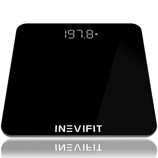 INEVIFIT Bathroom Scale, Highly Accurate Digital Bathroom Body Scale, Measures Weight up to 400 lbs. Includes Batteries