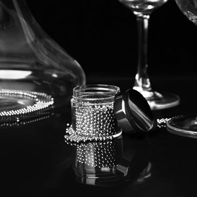 1500 PCS Metal Cleaning Beads Reusable Decanter Beads for Glass Bottles, 304 Stainless Steel Water Bottle Cleaner Balls 3mm Wine Glass Cleaning Beads for Decanters Vases Carafes, Wine Accessories