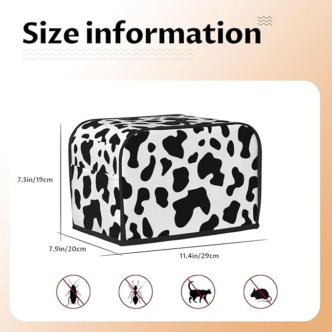 Toaster Cover 2 Slice Cow Print Kitchen Small Appliance Covers with Pockets Dust and Fingerprint Protection