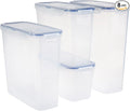 Lock & Lock Easy Essentials Food Storage Bin Set for Pasta, Flour, Sugar/Airtight Container Lids/BPA-Free/Dishwasher Safe, 8 Piece - Clear