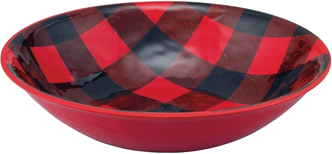UPware 12 Piece Buffalo Plaid Melamine Dinnerware Sets, Outdoor Dishes Set, Plates and Bowls Sets, Christmas Decorations, Service for 4, Red