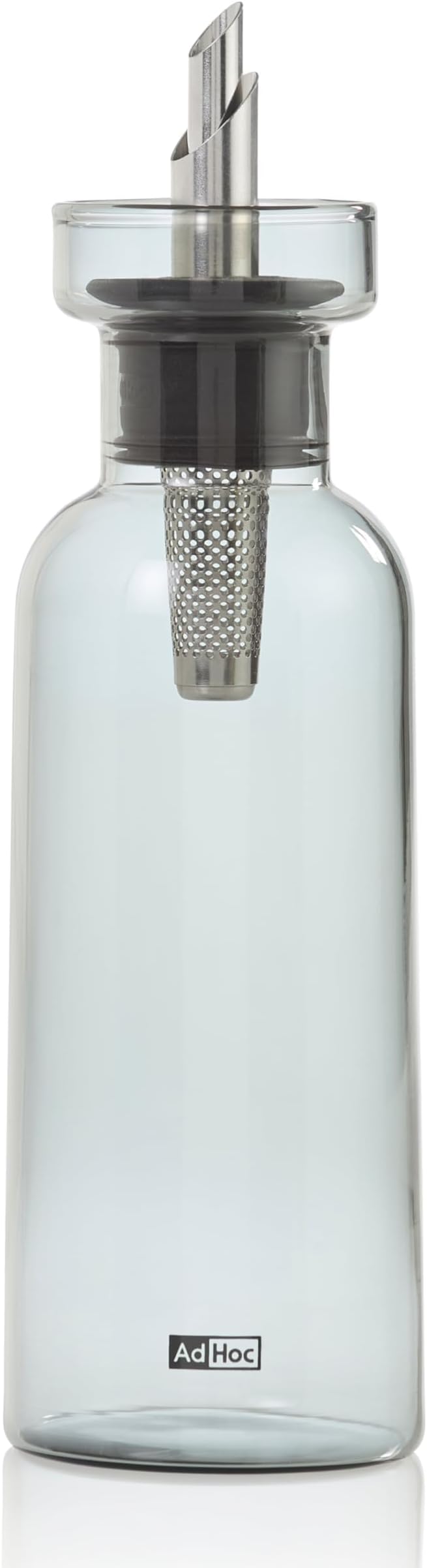 AdHoc AromaPour Oil & Vinegar Dispenser - Reusable, No-Drip Glass Container with Stainless Steel Filter - Dishwasher Safe - 10 oz