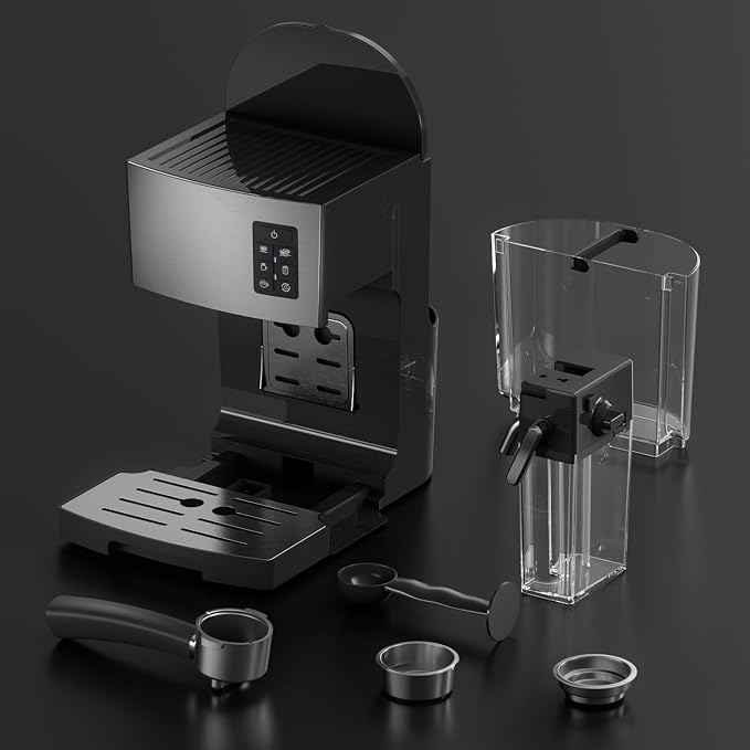 Cappuccino Coffee Machine - 20Bar Espresso Machine with Automatic Milk Frother, Espresso Maker in Stainless Steel Design,1250W Coffee Maker for Home, Office