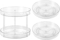 Reallnaive 3 Pcs 11" Acrylic Lazy Susan Organizer Set, 2 Tier and 1 Tier Turntable Tray for Cabinet Kitchen Countertop Pantry Table Organization Coffee Bar