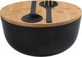 LOVYANXUE Bamboo Fiber Salad Bowl with Servers Set Large 9.8inches Nature Bamboo Mixing Bowl with Servers with Lid Spoon and Fork for Fruits,Salads and Vegetables