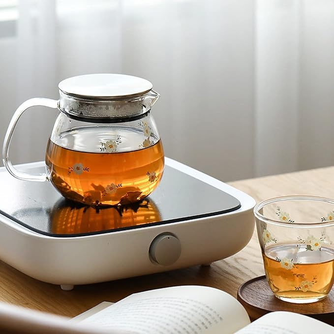 Water Pitcher High Borosilicate Glass Pitcher with Filter Cover Cute Cold Water Jug Small Teapot for Juice Milk Hot and Cold Drinks（16.5 Oz） Ice Tea Pitchers (Color : A)