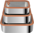 304 Stainless Steel Food Storage Containers - Heat-Resistant Glass Lid Set for Secure Meal Prep, Ideal for Cooking, Office & Camping (3pcs-21 oz, 42 oz and 70 oz)
