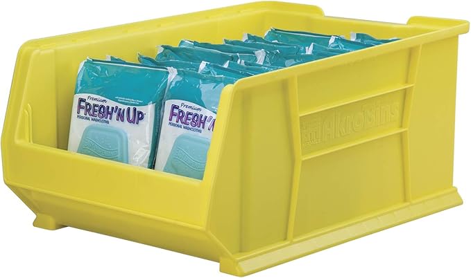 Akro-Mils 30288 Super-Size AkroBins Plastic Storage Bins, Space-Saving Stackable Bins for Garage, Classroom, Warehouse Organization, 24" L x 16" W x 11" H, Grey, 1-Pack