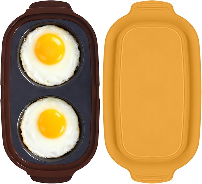 Quick-Heat Microwave Egg Cooker|Poacher|fryer, Multi-use Maker for 2 Eggs for Breakfast Sandwiches, Dishwasher-Safe Portable for Home,Travel,Gifts (Orange)