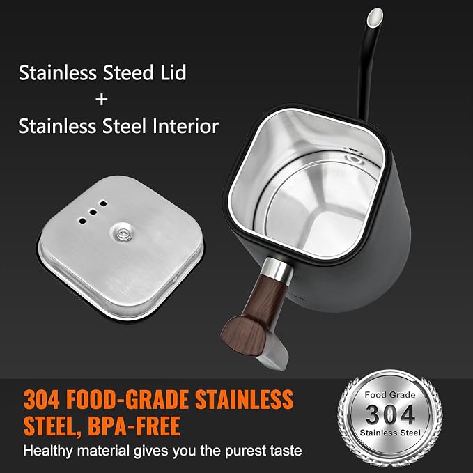 Electric Kettles, Gooseneck Electric Kettle, ±1℉ Temperature Control, for Pour Over Coffee and Tea, 304 Stainless Steel Inner, BPA-Free, Quick Heating Electric Kettles for Boiling Water, 1L Black