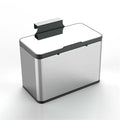 Over-cabinet Stainless Steel Kitchen Trash Bin with Lidded Top, Manual Open, Wall-mount, 0.8 Gallon Capacity, Removable Inner Liner, Bag Dispenser Compartment, for Apartments RV Pantry Office