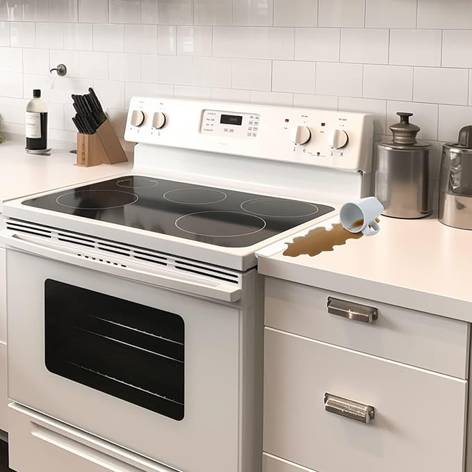 Stove Gap Covers Stainless Steel with White Coated, Stove Gap Filler | Heat Resistant & Easy to Clean Stove Counter Gap Cover, Upgraded Wider Top Perfect Fit White Stove and Counter Guard (23.5"L)
