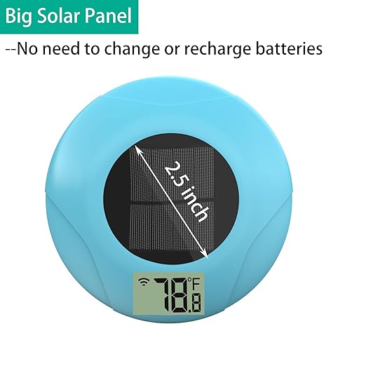 Wireless Pool Thermometer, Digital Pool Thermometer Floating Easy Read–IPX8 Waterproof Solar Temperature Gauge for Aquarium, Pond, 328 Feet Long Connection