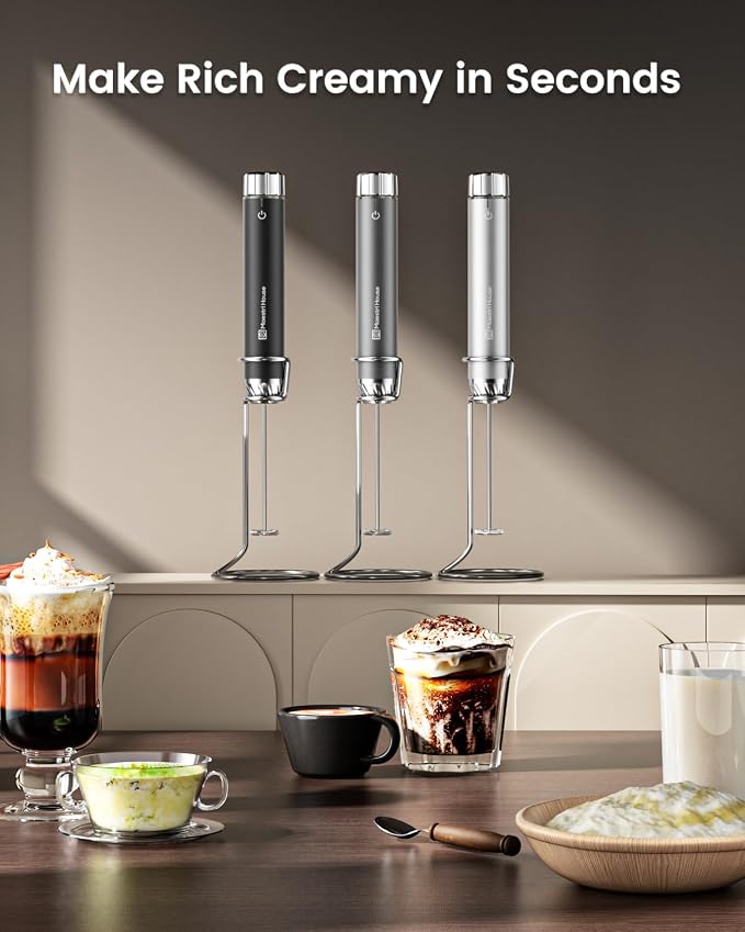 World First Stepless Speed Control Handheld Milk Frother & Rechargeable Milk Frother