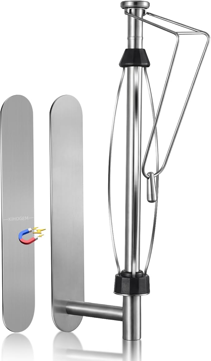 KIHOGEM Magnetic Paper Towel Holder for Fridge, Stainless Steel Paper Towel Holder Magnetic with Gravity-Weighted Arm, Kitchen Paper Towel Holder with 2 Metal Plates for Wall, Cabinet, RV