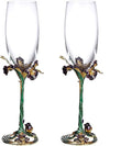 SUQ I OME Enamel Wine Crystal Champagne Flutes Glasses Set of 2, Decorative Enamel Champagne Glasses, Gifts for Brides and Grooms, Wedding, Valentine, Anniversary, Birthday