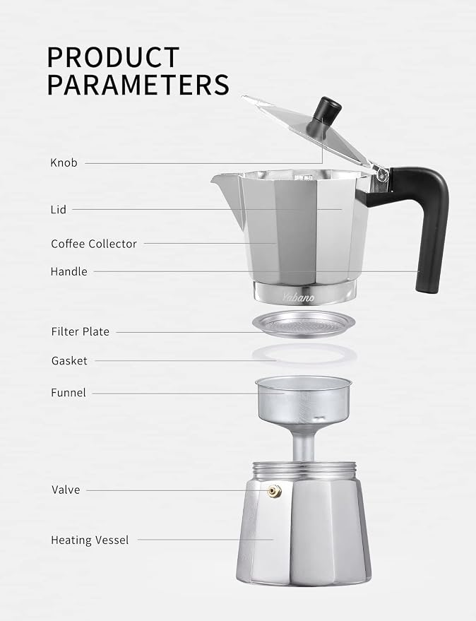 Yabano Stovetop Espresso Maker, 9 Cups Moka Coffee Pot Italian Espresso for Gas or Electric Ceramic Stovetop, Italian Coffee maker for Cappuccino or Latte