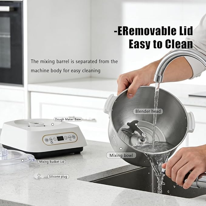 Electric Dough Maker with Ferment Function, 304 Stainless Steel Bowl, 7L Large Capacity White Dough Mixer, for Bread, Pizza, Dumplings, Noodles, Low Noise