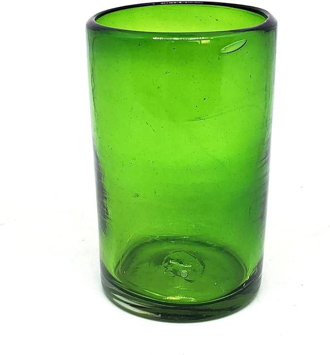Solid Emerald Green 14 oz Drinking Glasses (set of 6), Recycled Glass, Lead-free, Toxin-Free (14oz Drinking)