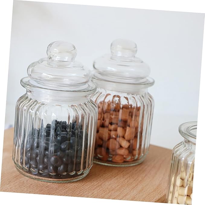 4pcs Glass Storage Bottles Food Prep Containers Canning Jars Airtight Storage Jars Pantry Boxes Lids