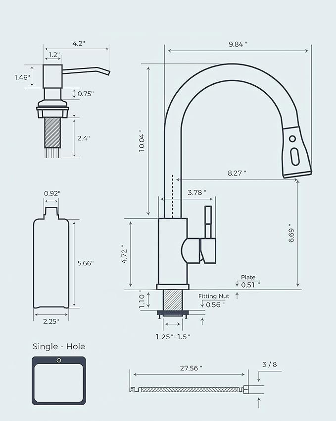 FORIOUS Kitchen Faucet with Soap Dispenser Chrome, Single Handle Stainless Steel Transitional Sink Faucet with Pull Down Sprayer 1 or 3 Hole, Suitable for Farmhouse Laundry Camper RV Bar