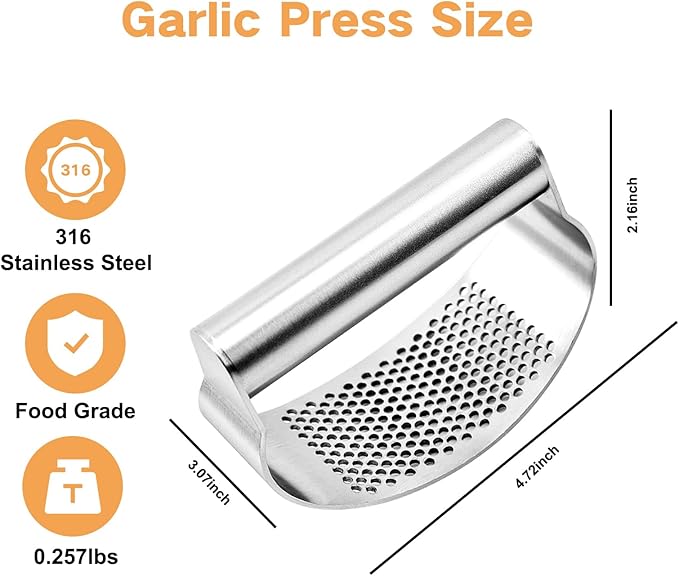 Product Image LANGMINGDE 316 Stainless Steel Meat Tenderizer Tool and Garlic Press Rocker