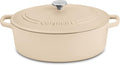 Cuisinart Chef's Classic Enameled Cast Iron Dutch Oven with Lid, Porcelain Enameled Interior, Oven Safe, Induction Compatible, 7-Quart, Oval, Tan