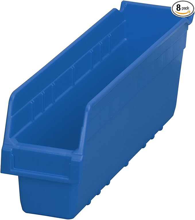 Akro-Mils Shelfmax Bins - 4-1/8"Wx17-5/8 Dx6 H - Blue - Blue - Lot of 8
